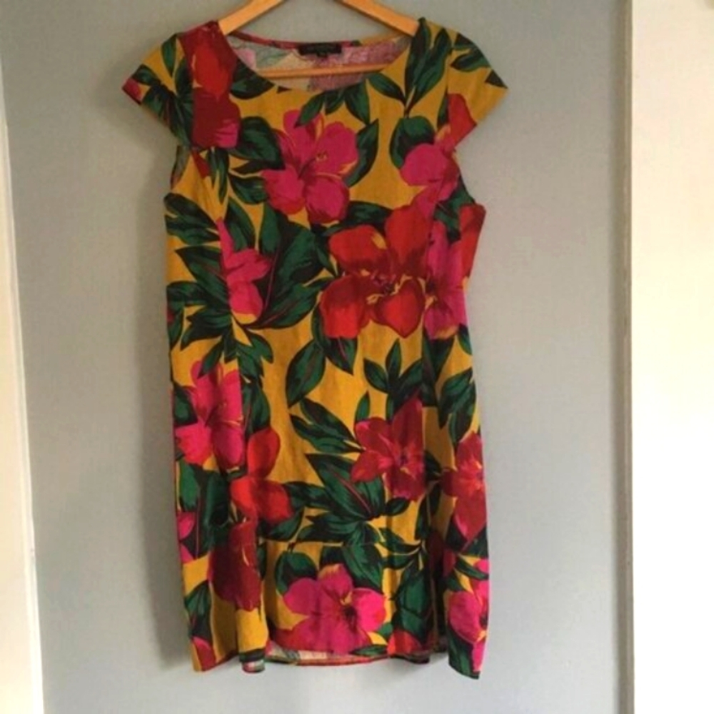 NWT For Cynthia linen blend tropical dress size PM